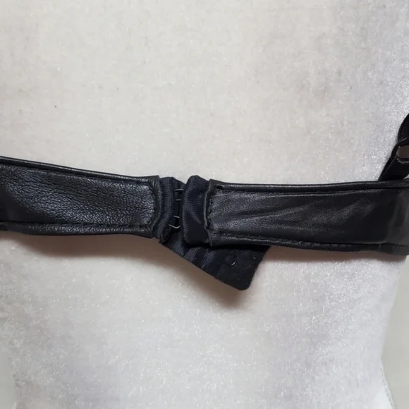Spartacus Leathers of Oregon Rare Black Leather Low Cut Demi Balconette Bra 38C - Picture 9 of 14